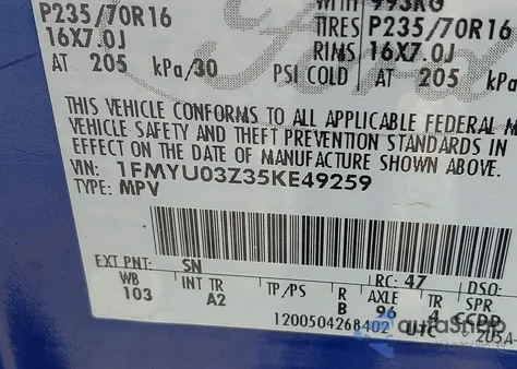 2005 Ford Escape Xlt z USA, uszkodzony, nr VIN 1FMYU03Z35KE49259